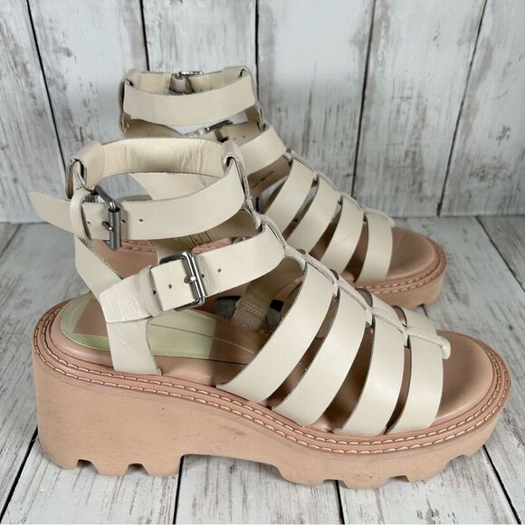 Dolce Vita Womens Galore Buckle Heel Gladiator Ivory Sandals Shoes 8.5 - Picture 3 of 10